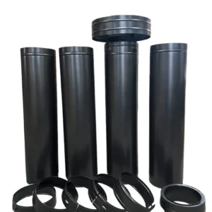 Black chimney pipe set with connectors