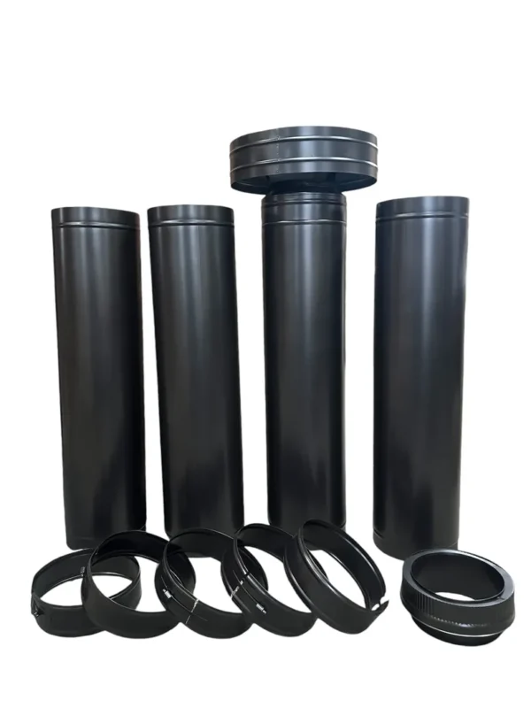 Black chimney pipe set with connectors