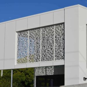 Modern building with intricate facade design