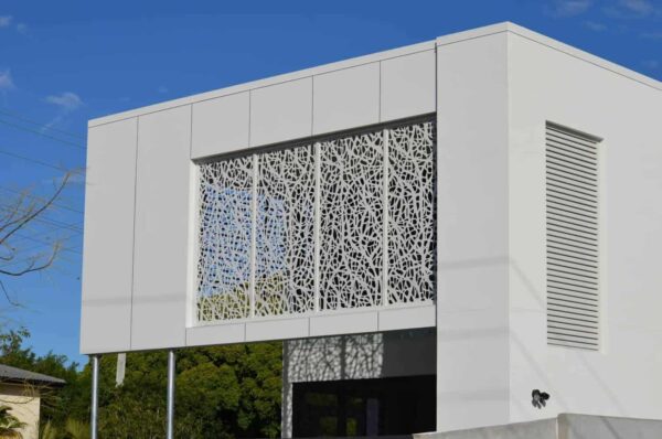 Modern building with intricate facade design