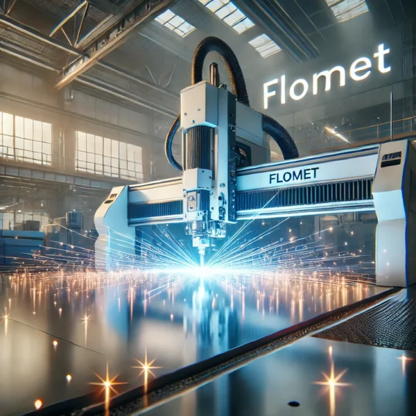 Advanced laser cutting machine in action at Flomet.