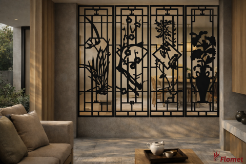 Elegant decorative screen in modern living space