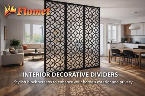 Modern decorative interior dividers in stylish living room