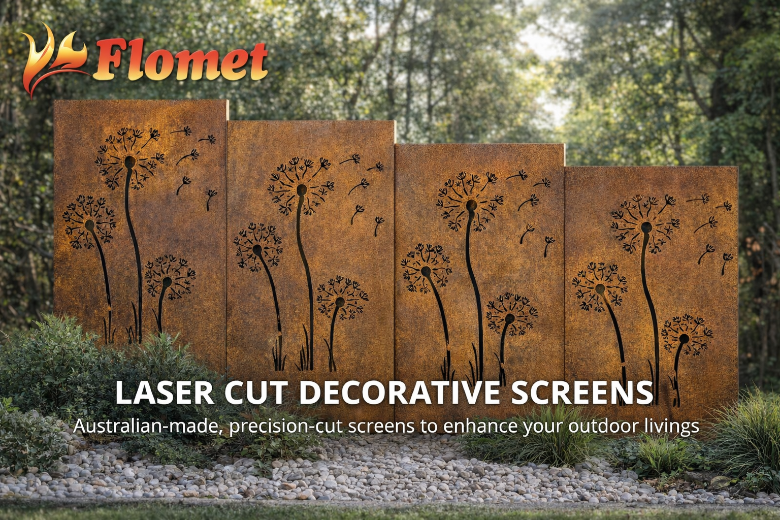 Laser cut decorative screens for outdoor spaces