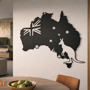 Australia map decoration with kangaroo and stars