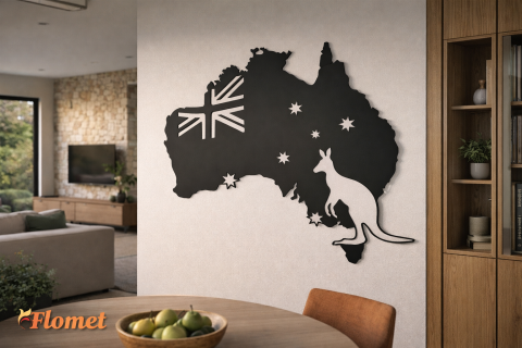 Australia map decoration with kangaroo and stars